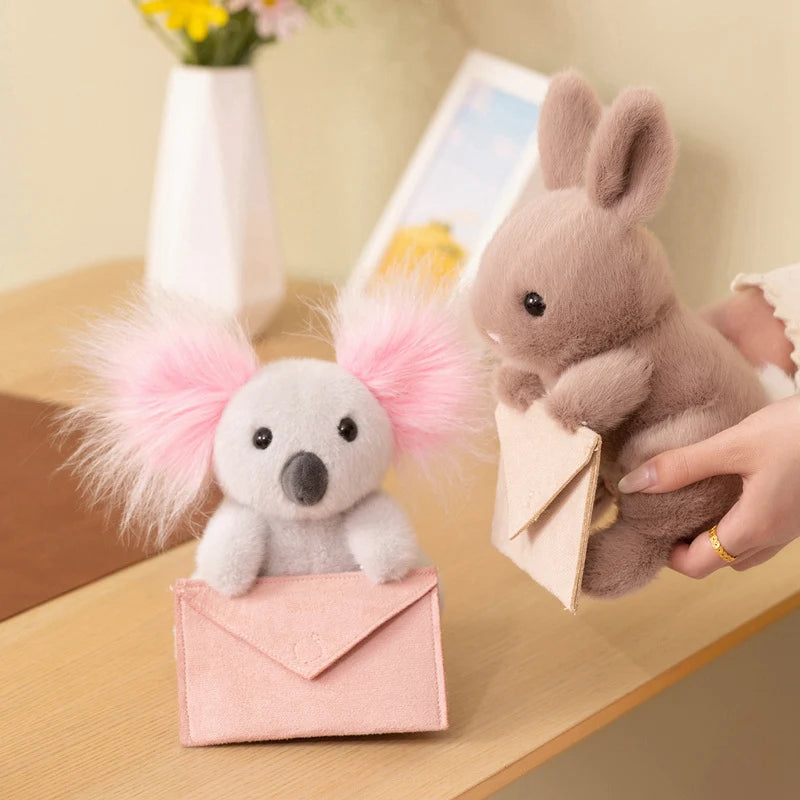 Mignon Lapin en Peluche Messager